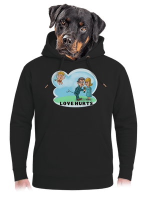 Love hurts unisex prémium pulóver Dark Black