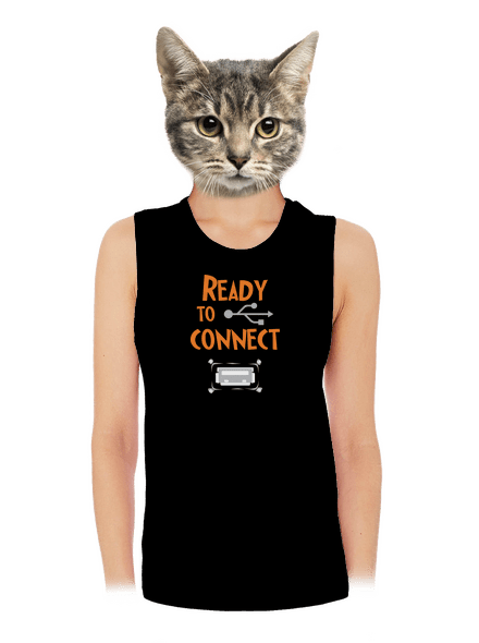 USB csatlakozás női bővített trikó Black