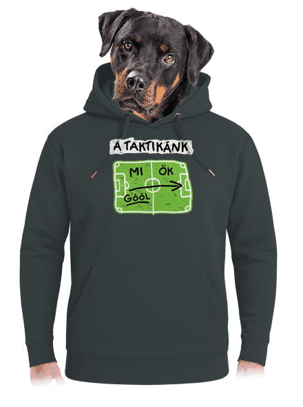 A futballtaktikánk unisex prémium pulóver Charcoal