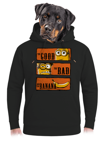 A Jó, a Rossz és a Banán unisex prémium pulóver Dark Black