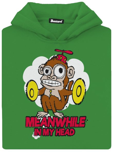 Monkey in my head gyerek kenguruzsebes pulóver Kelly Green AWD