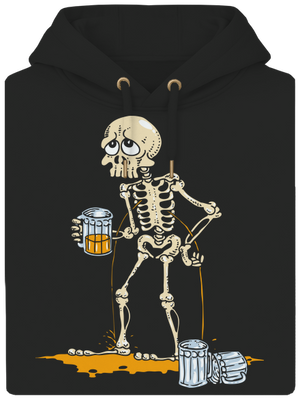 Csontváz és sör unisex prémium pulóver Dark Black