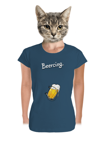 Beercing prémium női póló Petrol Blue