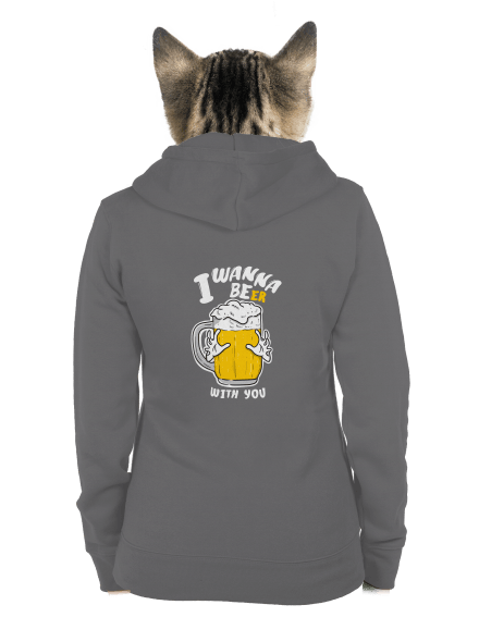 I wanna beer cipzáras női pulóver Steel Gray