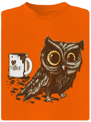 Koffeinfüggő bagoly gyerek sport póló Neon Orange