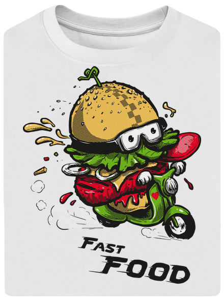 Fast Food unisex túlméretezett póló White
