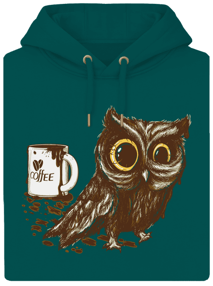 Koffeinfüggő bagoly unisex prémium pulóver Emerald Green