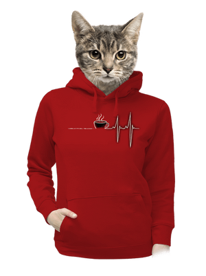 Coffee help női kenguruzsebes pulóver Red Mal