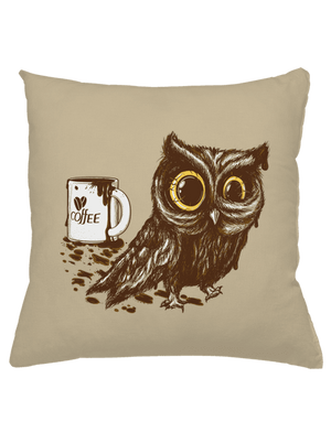 Koffeinfüggő bagoly párna Beige
