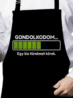Gondolkodom kötény Black