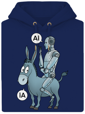 Szamár és AI unisex prémium pulóver Navy