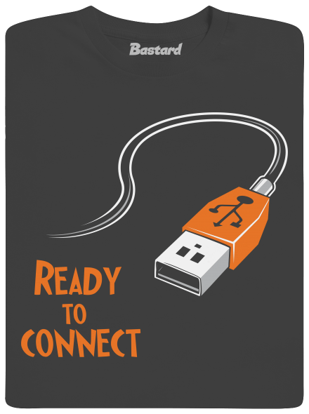 USB csatlakozás férfi hosszú ujjú póló Dark Grey