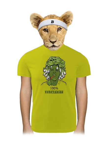 100% vegetáriánus gyerek sport póló Neon Yellow