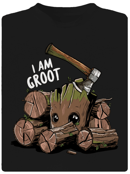 I Am Groot férfi sportpóló Black
