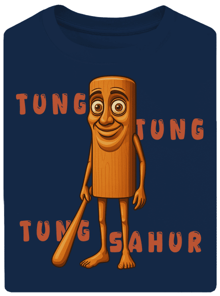Tung Tung Tung Sahur – Italian Brainrot unisex túlméretezett póló Midnight Blue
