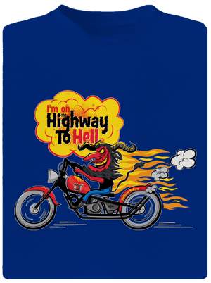 Highway to hell férfi sportpóló Royal Blue Mal