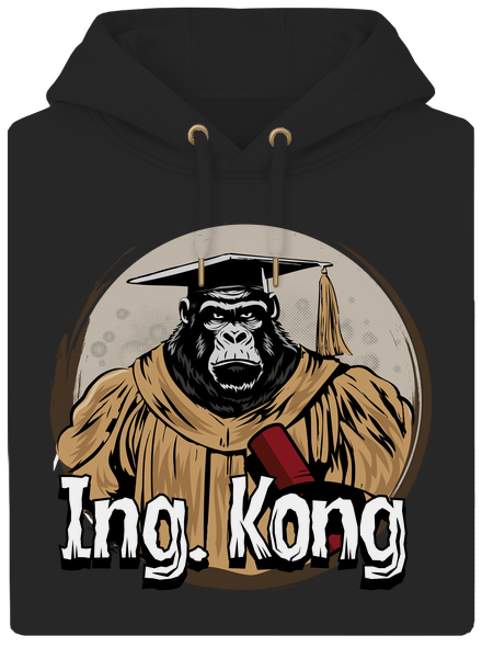 Ing. Kong unisex prémium pulóver Dark Black