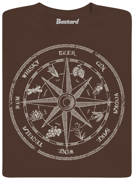 Alkoholos iránytű férfi póló Brown