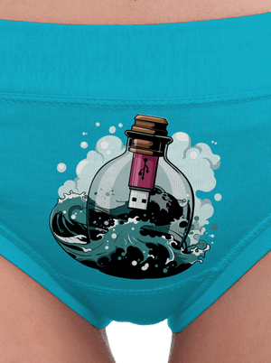 USB üzenet egy üvegben női bugyik Turquoise