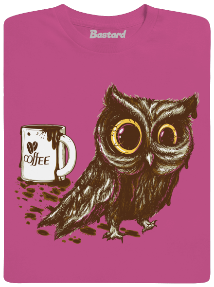 Koffeinfüggő bagoly gyerek póló Fuchsia