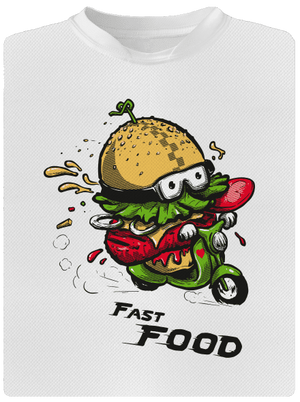 Fast Food férfi sportpóló White