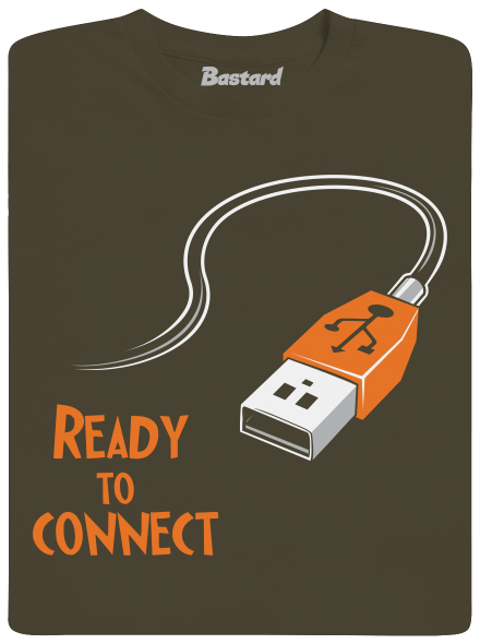 USB csatlakozás férfi hosszú ujjú póló Urban Khaki