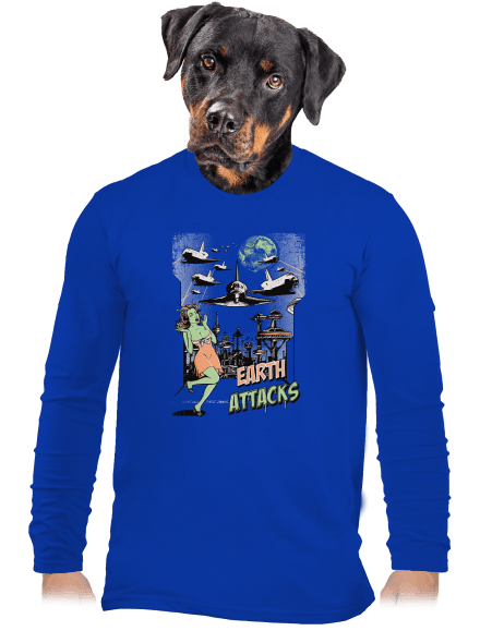A Föld támad férfi hosszú ujjú póló Royal Blue
