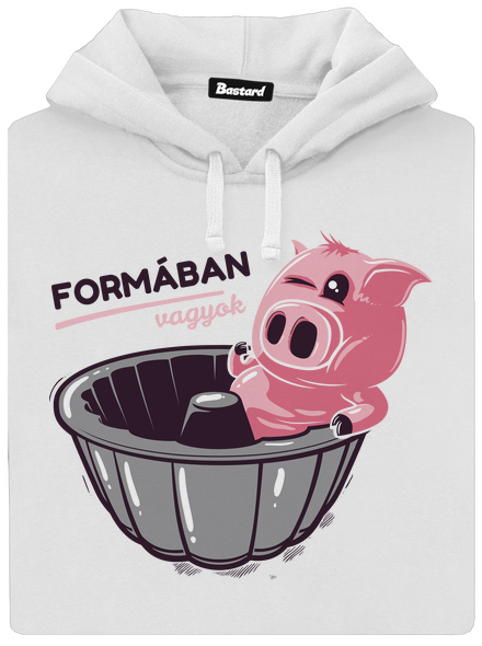 Formában női kenguruzsebes pulóver White