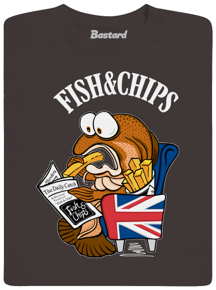 Fish and chips férfi hosszú ujjú póló Bear Brown