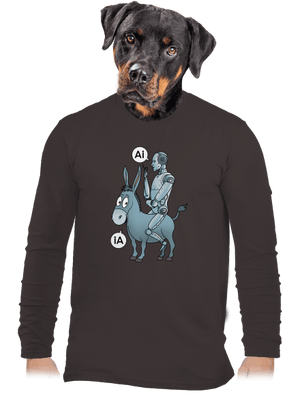 Szamár és AI férfi hosszú ujjú póló Bear Brown