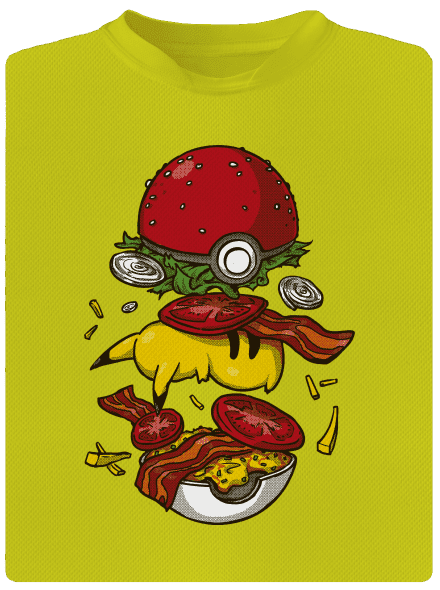 Pokémon burger férfi sportpóló Neon Yellow