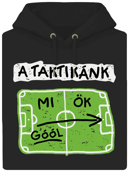 A futballtaktikánk unisex prémium pulóver Dark Black