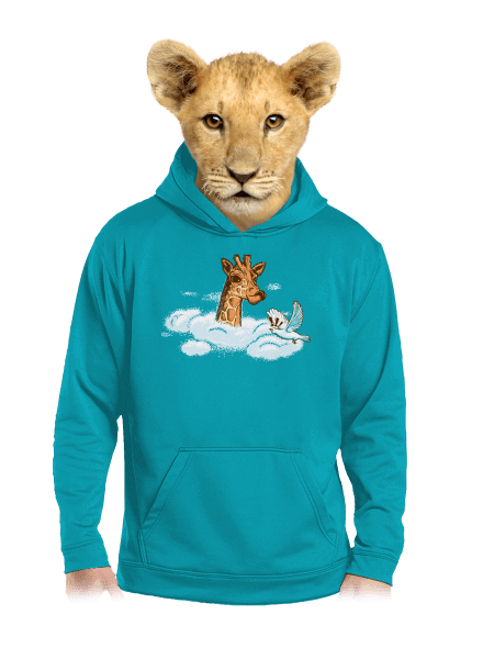 Zsiráf a felhőkben gyerek kenguruzsebes pulóver Hawaiian Blue