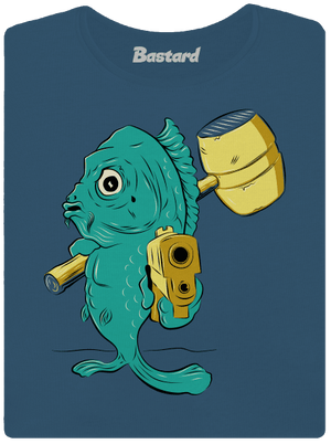 Utolsó karácsony este prémium női póló Petrol Blue