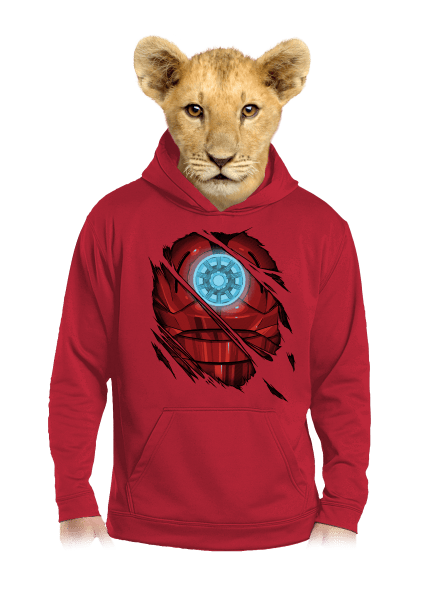 Ironman gyerek kenguruzsebes pulóver Fire Red