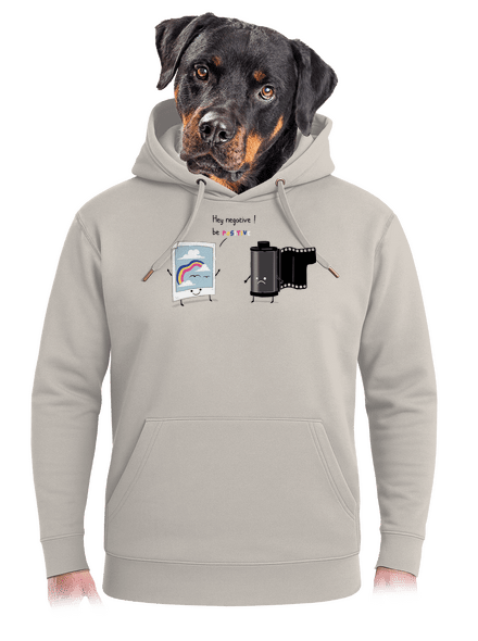 Légy pozitív unisex prémium pulóver Pastel Macchiato