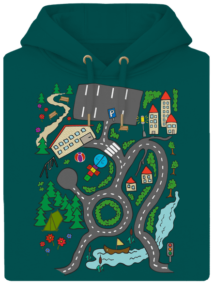Úton unisex prémium pulóver Emerald Green