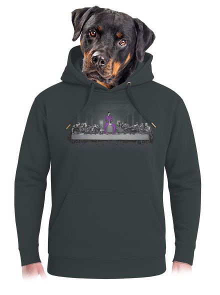 Jézus és Lebowski unisex prémium pulóver Charcoal