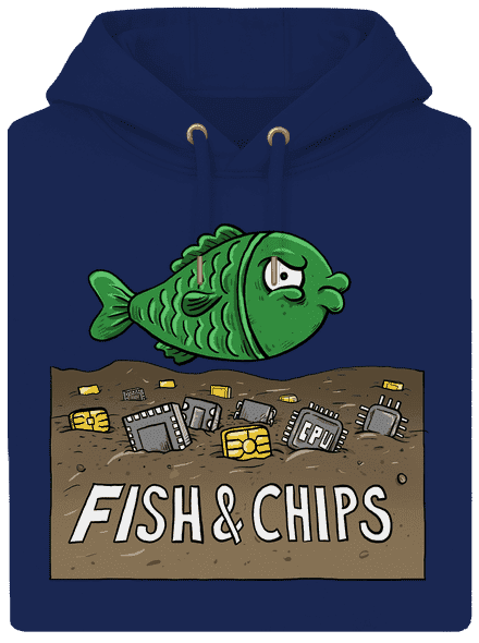 Fish and IT chips unisex prémium pulóver Navy
