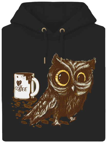 Koffeinfüggő bagoly unisex prémium pulóver Dark Black