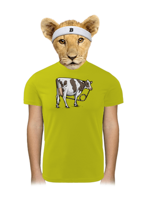 Cow drink gyerek sport póló Neon Yellow