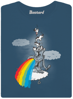 Hogyan készül a szivárvány prémium női póló Petrol Blue