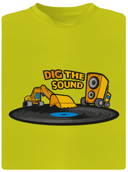 Dig the sound gyerek sport póló Neon Yellow