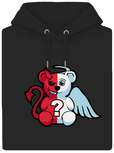 Angyal vagy ördög unisex prémium pulóver Dark Black