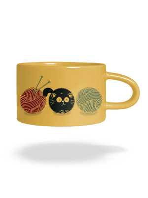 Macska macaron bögre Yellow Macaron