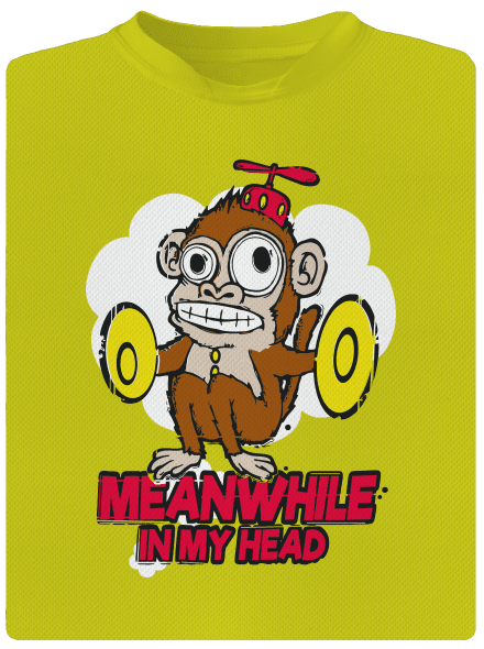Monkey in my head gyerek sport póló Neon Yellow