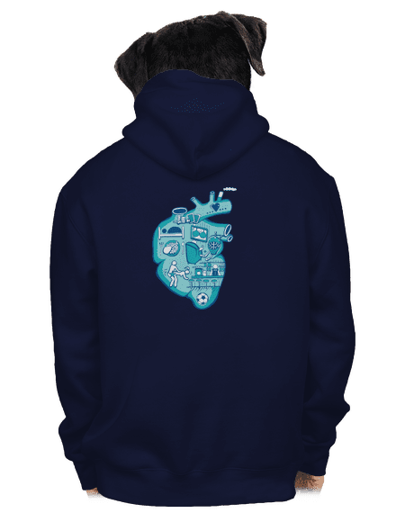 Érte dobog a szív cipzáras férfi pulóver Navy