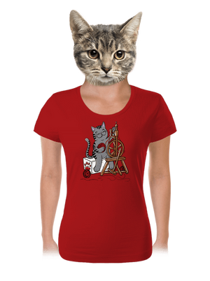 Dorombol a macska női póló Red Mal