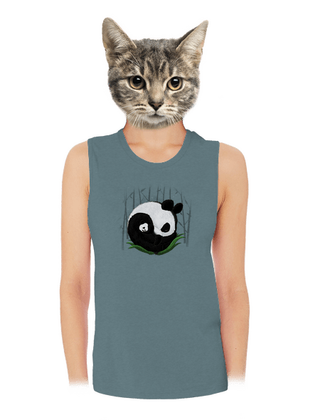 Két alvó panda női bővített trikó Heather Deep Teal