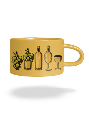 A fehérbor evolúciója macaron bögre Yellow Macaron